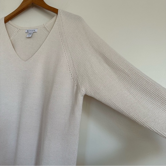 Athleta Hanover Extra Fine Merino Wool Blend Neutral Sweater Size Large - Picture 7 of 15
